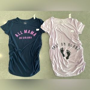 Time & Tru Maternity- Lot of 2 NWT Graphic T- Shirt Sz S (4-6) Purple & Navy